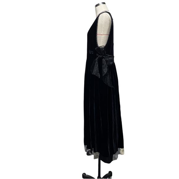 Vintage Alexa Rae Womens Velvet Tulle Belt Patchwork Hem Sleeveless Dress - Picture 3 of 10
